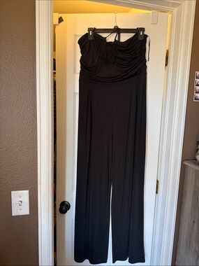 Express Black Strapless Wide-Leg Jumpsuit